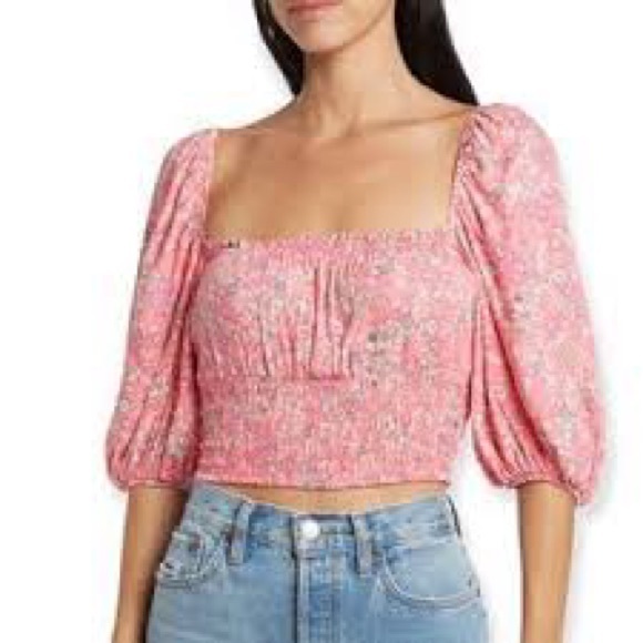 AFRM Floral Smocked Crop SZ S - Picture 1 of 5